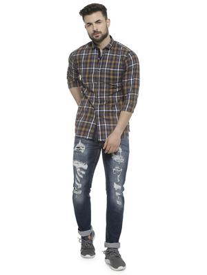 brown checkered casual shirt - 16713863 - Standard Image - 4