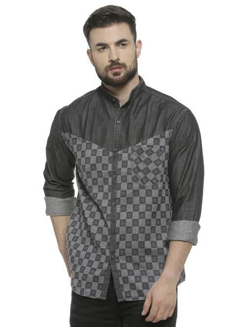 grey checkered casual shirt - 16713868 - Standard Image - 1