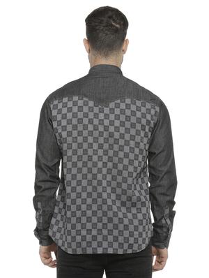 grey checkered casual shirt - 16713868 - Standard Image - 3