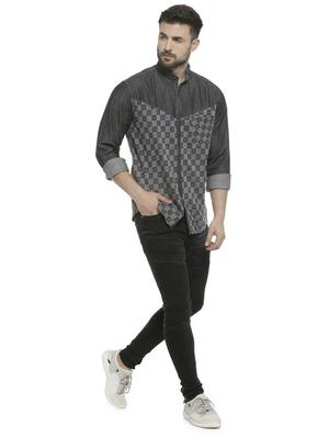 grey checkered casual shirt - 16713868 - Standard Image - 4