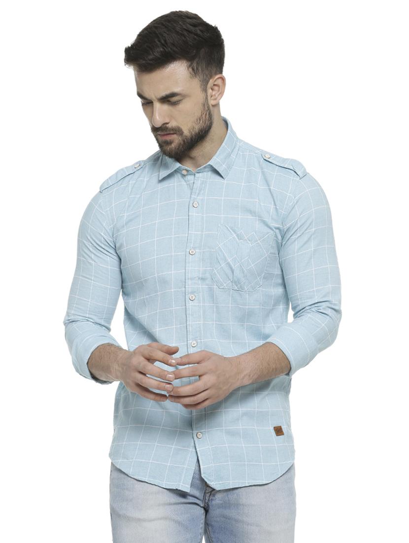 light blue checkered casual shirt - 16713871 - Zoom Image - 1