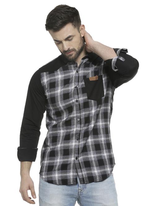 black checkered casual shirt - 16713873 - Standard Image - 1