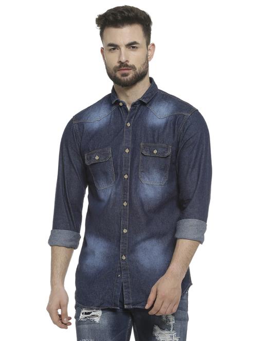 blue faded casual shirt - 16713876 - Standard Image - 1