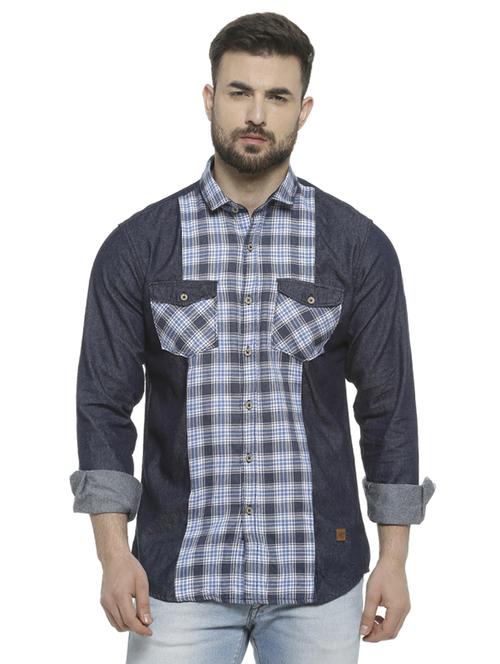 blue checkered casual shirt - 16713877 - Standard Image - 1