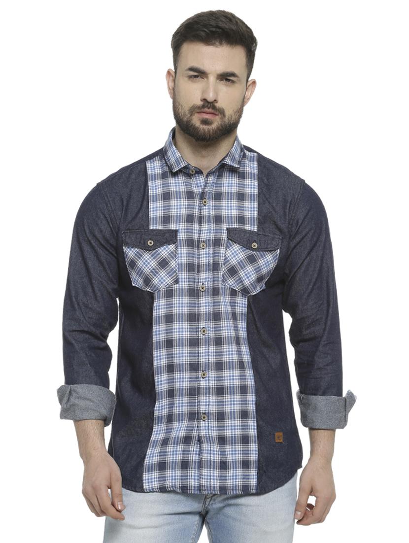 blue checkered casual shirt - 16713877 - Zoom Image - 1