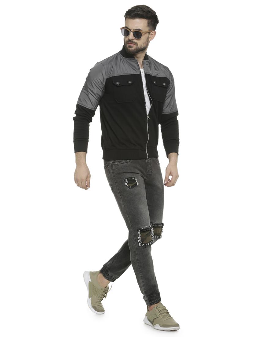black color block casual jacket - 16713880 - Zoom Image - 4