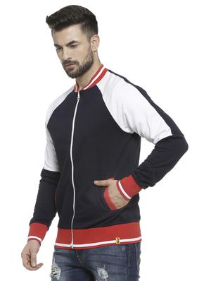 navy blue color block casual jacket - 16713892 - Standard Image - 2