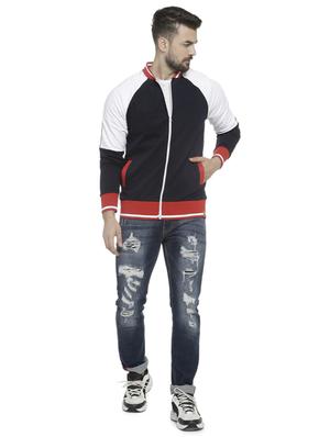 navy blue color block casual jacket - 16713892 - Standard Image - 4