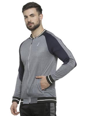 grey color block casual jacket - 16713893 - Standard Image - 2