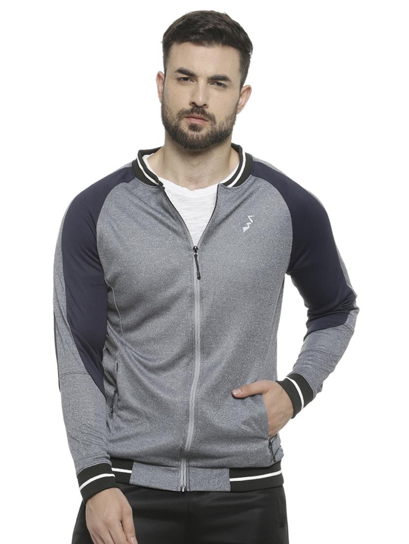 grey color block casual jacket - 16713893 - Zoom Image - 1