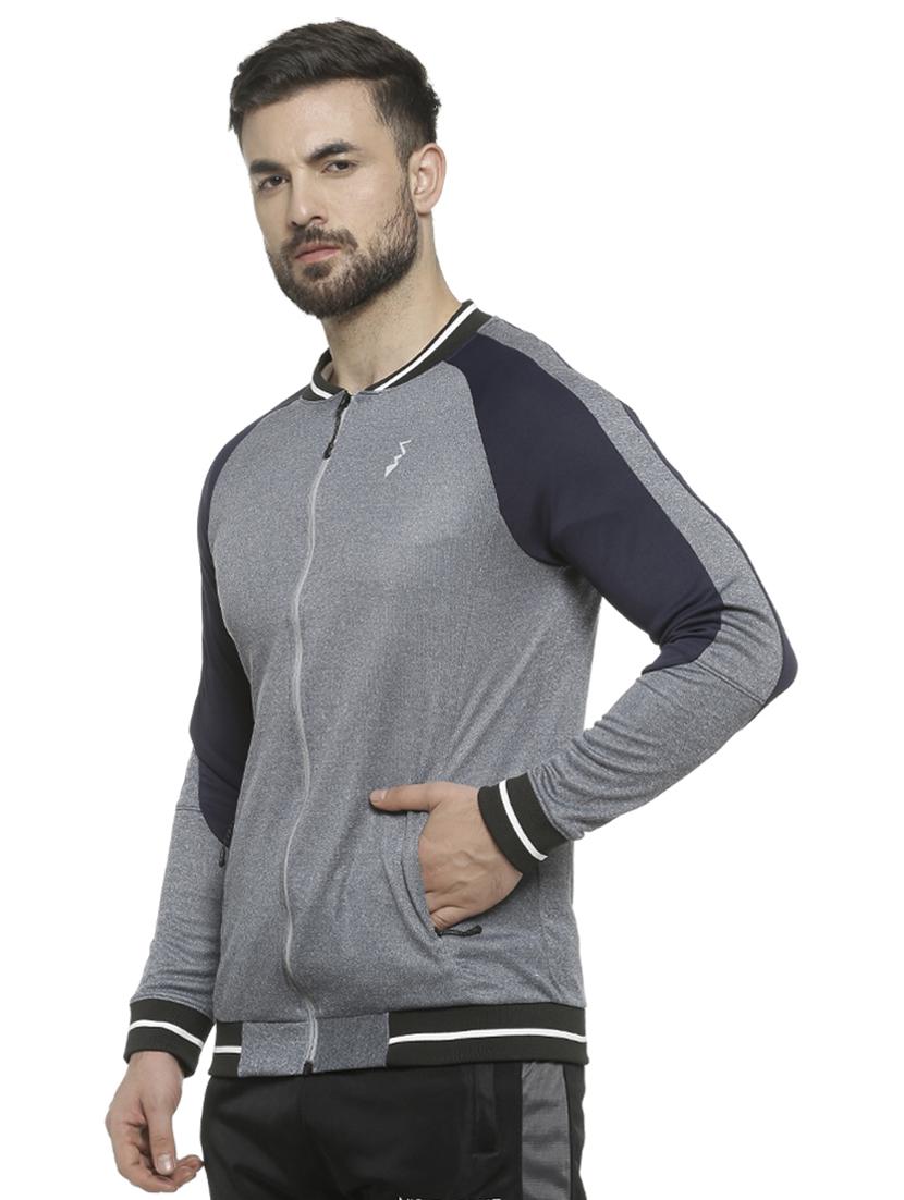 grey color block casual jacket - 16713893 - Zoom Image - 2