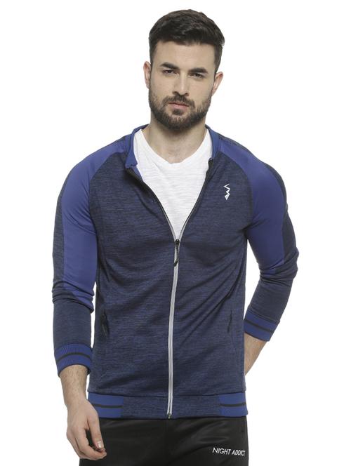 blue color block casual jacket - 16713894 - Standard Image - 1