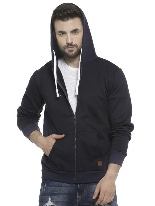 blue solid hooded sweatshirt - 16713898 - Standard Image - 1