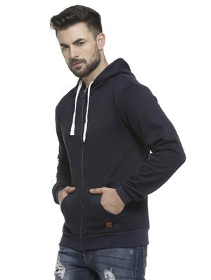 blue solid hooded sweatshirt - 16713898 - Standard Image - 2