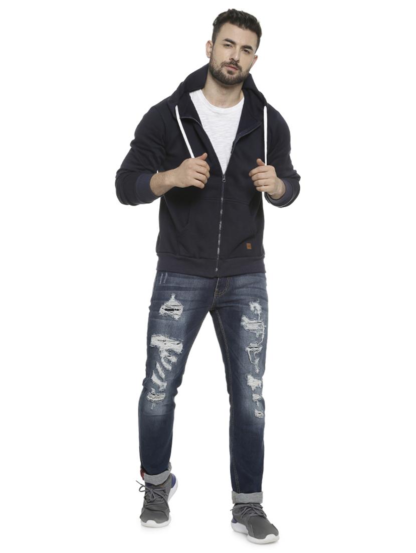 blue solid hooded sweatshirt - 16713898 - Zoom Image - 4