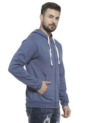 blue solid hooded sweatshirt - 16713899 - Standard Image - 2
