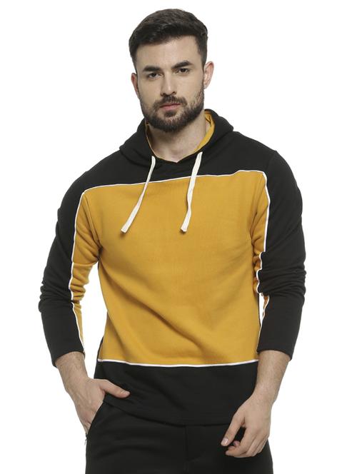 yellow color block hooded sweatshirt - 16713901 - Standard Image - 1