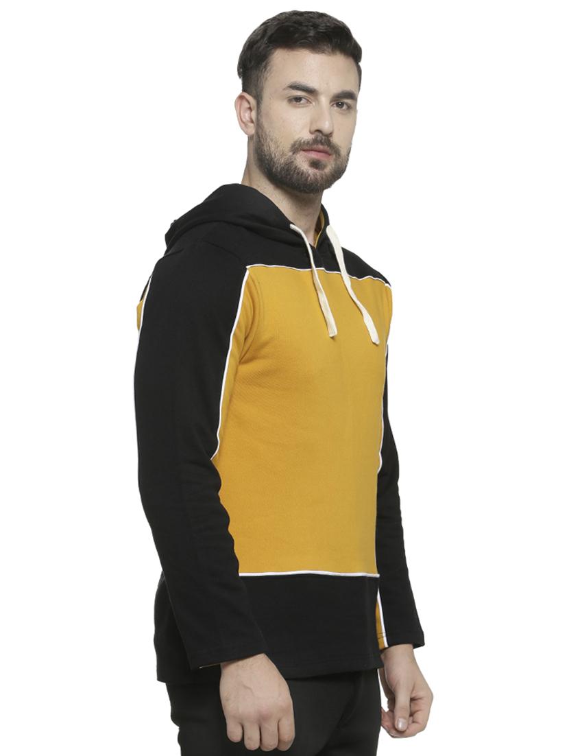 yellow color block hooded sweatshirt - 16713901 - Zoom Image - 2