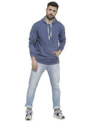 blue solid hooded sweatshirt - 16713902 - Standard Image - 4