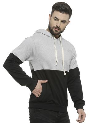 grey color block hooded sweatshirt - 16713910 - Standard Image - 2