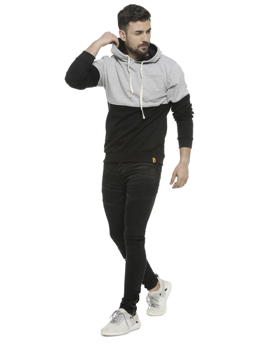 grey color block hooded sweatshirt - 16713910 - Zoom Image - 4