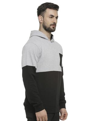 grey color block hooded sweatshirt - 16713911 - Standard Image - 2