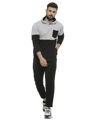 grey color block hooded sweatshirt - 16713911 - Standard Image - 4