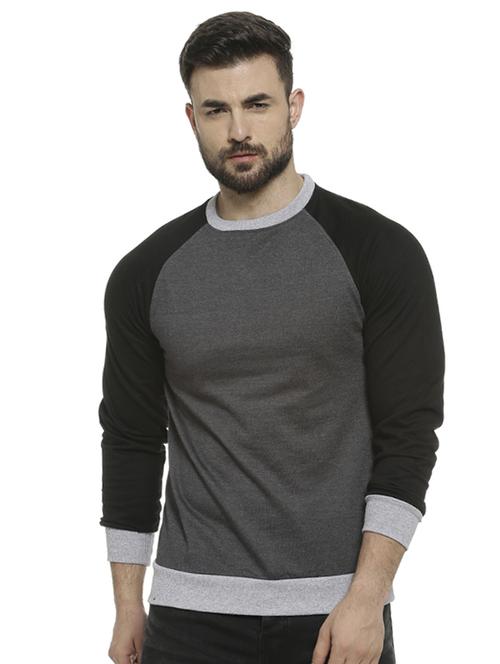 grey color block raglan sweatshirt - 16713915 - Standard Image - 1