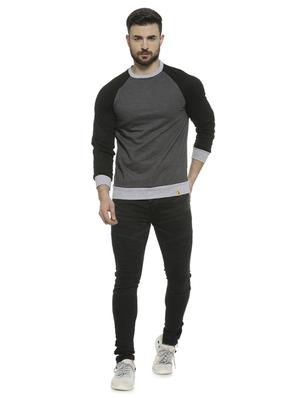 grey color block raglan sweatshirt - 16713915 - Standard Image - 4