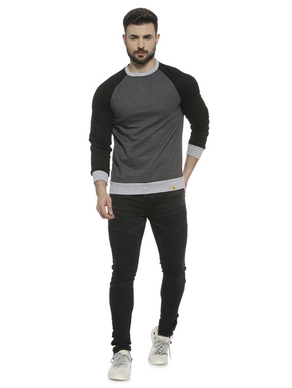 grey color block raglan sweatshirt - 16713915 - Zoom Image - 4