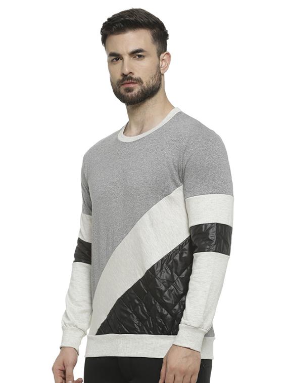grey color block sweatshirt - 16713917 - Zoom Image - 2