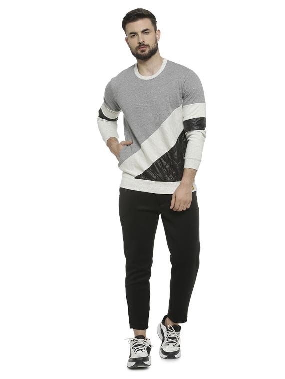 grey color block sweatshirt - 16713917 - Zoom Image - 4