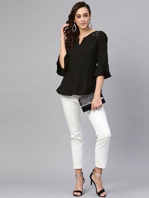 embellished detail notch neck top - 16713933 - Standard Image - 4