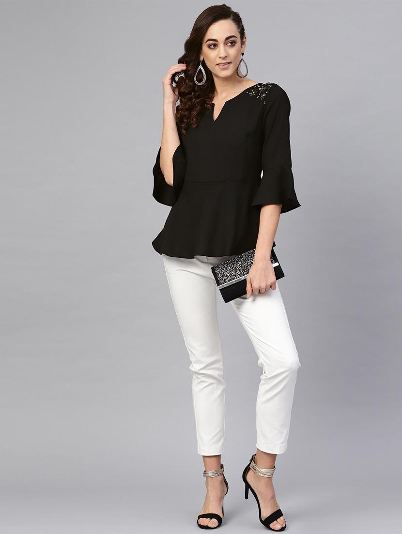 embellished detail notch neck top - 16713933 - Zoom Image - 4