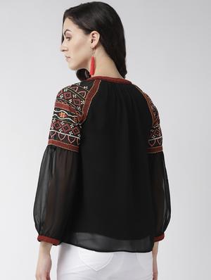 tie up neck bishop sleeved top - 16713936 - Standard Image - 3