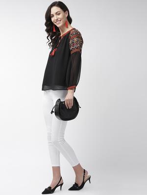 tie up neck bishop sleeved top - 16713936 - Standard Image - 4