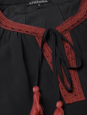 tie up neck bishop sleeved top - 16713936 - Standard Image - 5