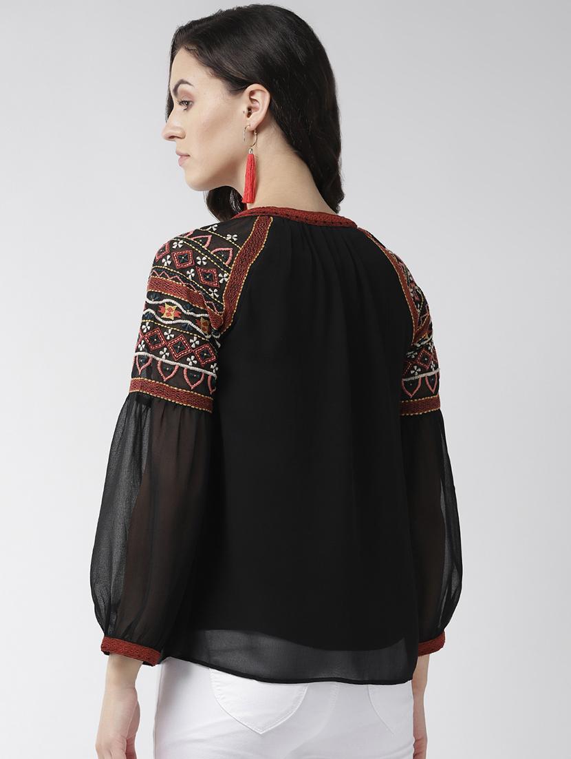 tie up neck bishop sleeved top - 16713936 - Zoom Image - 3