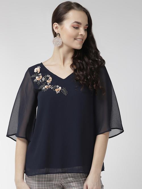 embellished detail v neck top - 16713940 - Standard Image - 1