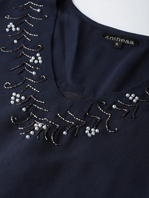 embellished detail v-neck top - 16713945 - Standard Image - 6