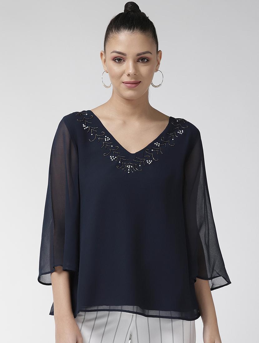 embellished detail v-neck top - 16713945 - Zoom Image - 1