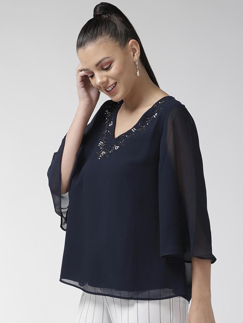 embellished detail v-neck top - 16713945 - Zoom Image - 2