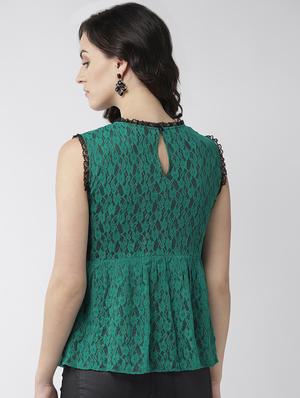lace detail round neck top - 16713946 - Standard Image - 3