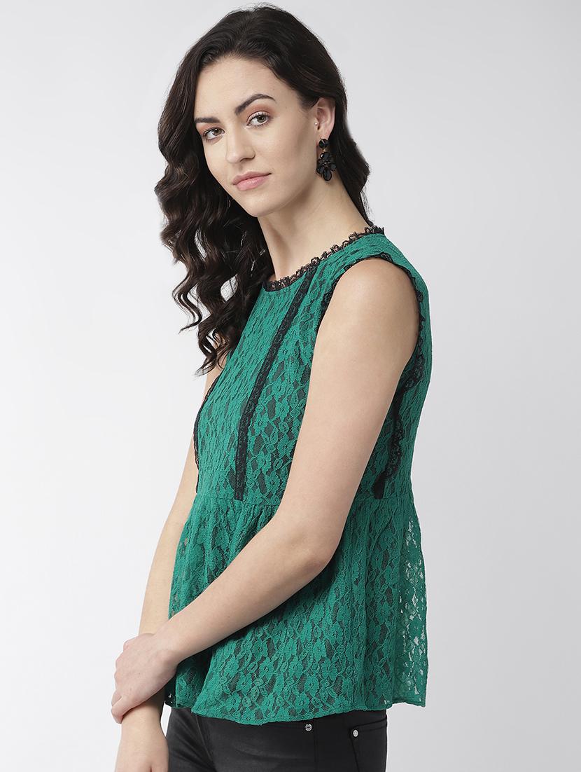 lace detail round neck top - 16713946 - Zoom Image - 2