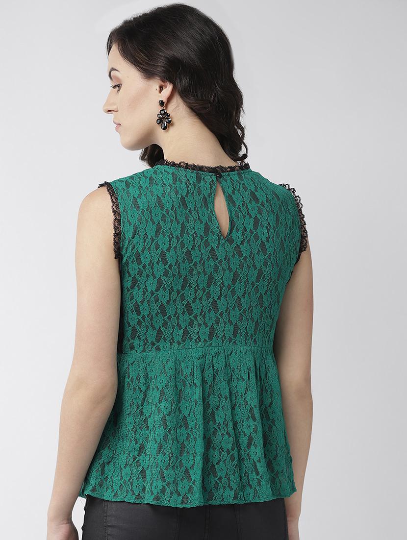 lace detail round neck top - 16713946 - Zoom Image - 3