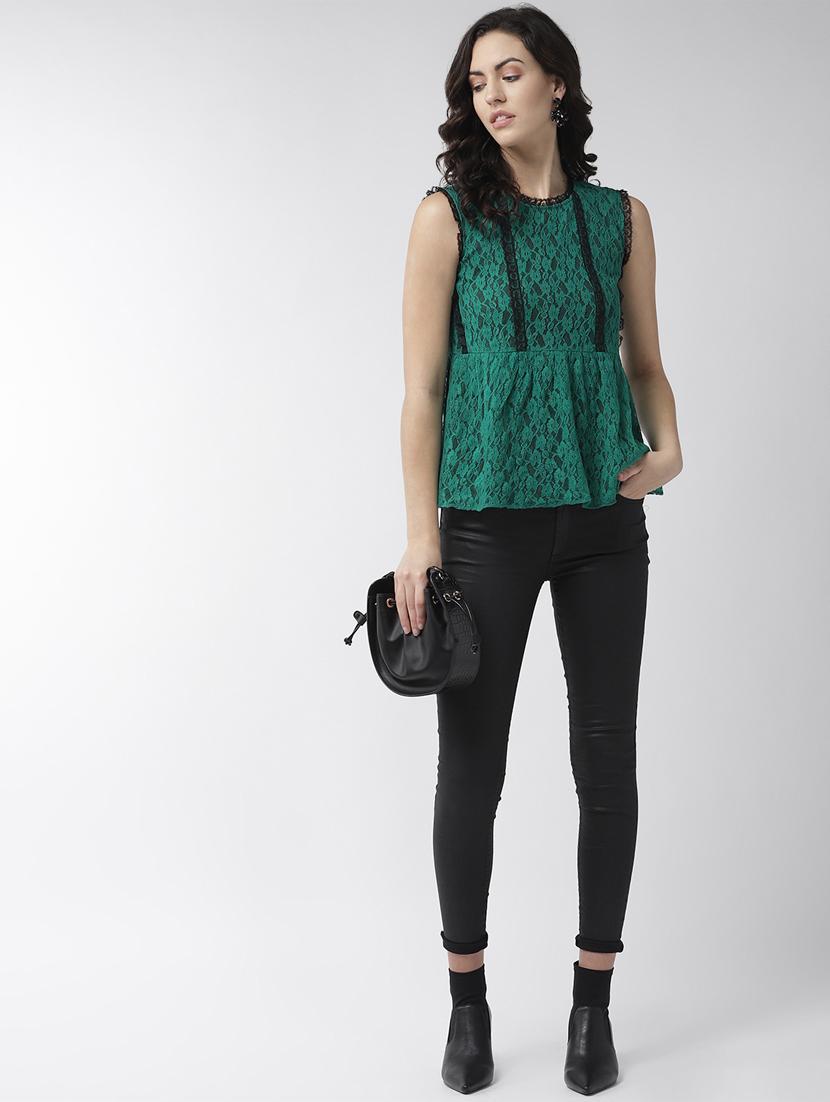 lace detail round neck top - 16713946 - Zoom Image - 4
