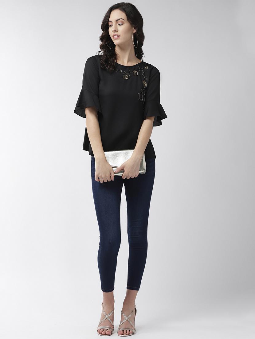 embellished detail bell sleeved top - 16713947 - Zoom Image - 4