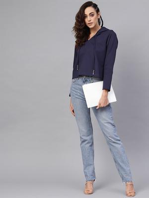 hooded neck cropped sweatshirt - 16713959 - Standard Image - 4