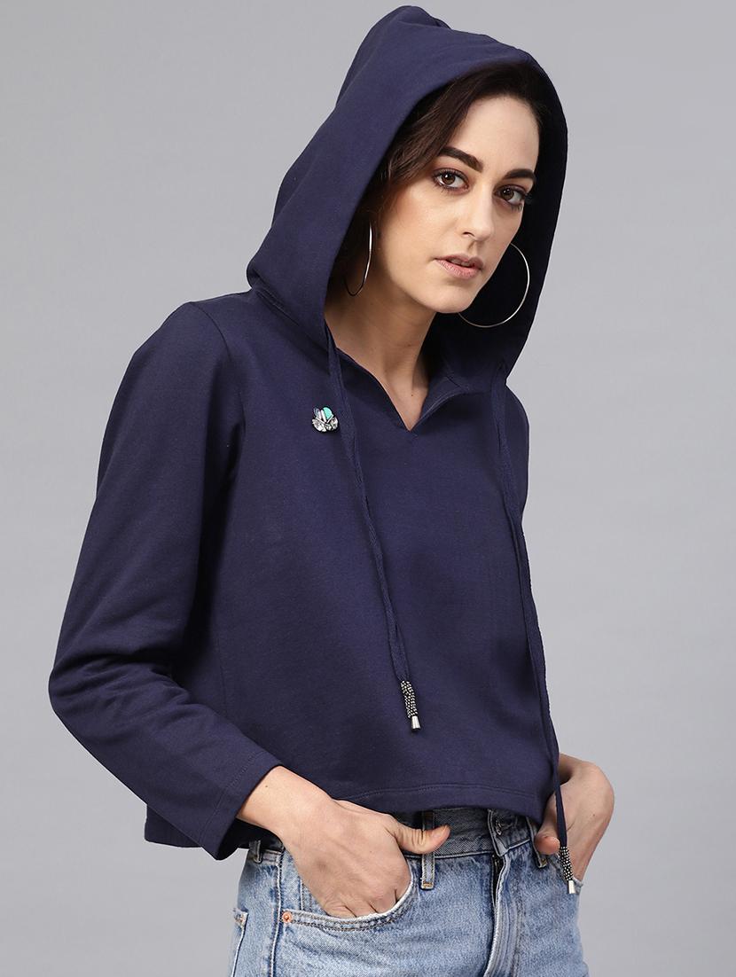 hooded neck cropped sweatshirt - 16713959 - Zoom Image - 2