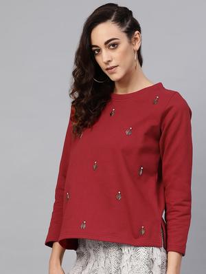 round neck embellished sweatshirt - 16713960 - Standard Image - 2